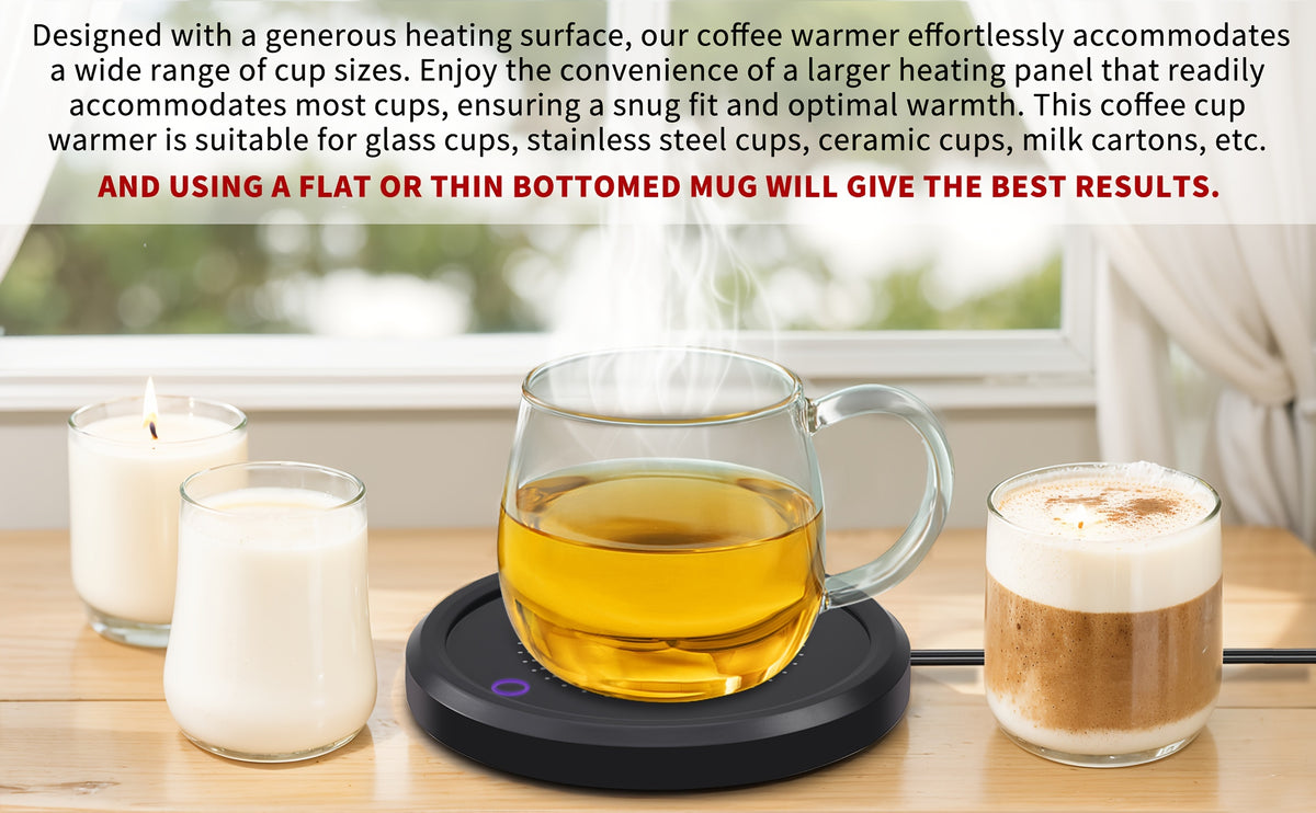 LALAYUAN Electric Mug Warmer, Fast Heating Coffee Cup Warmer with Temperature Control, 110V US Plug, Plug Powered Beverage Heater, with Desk, for Coffee Lovers, Coffee, Milk, Tea, Candle Wax Gift