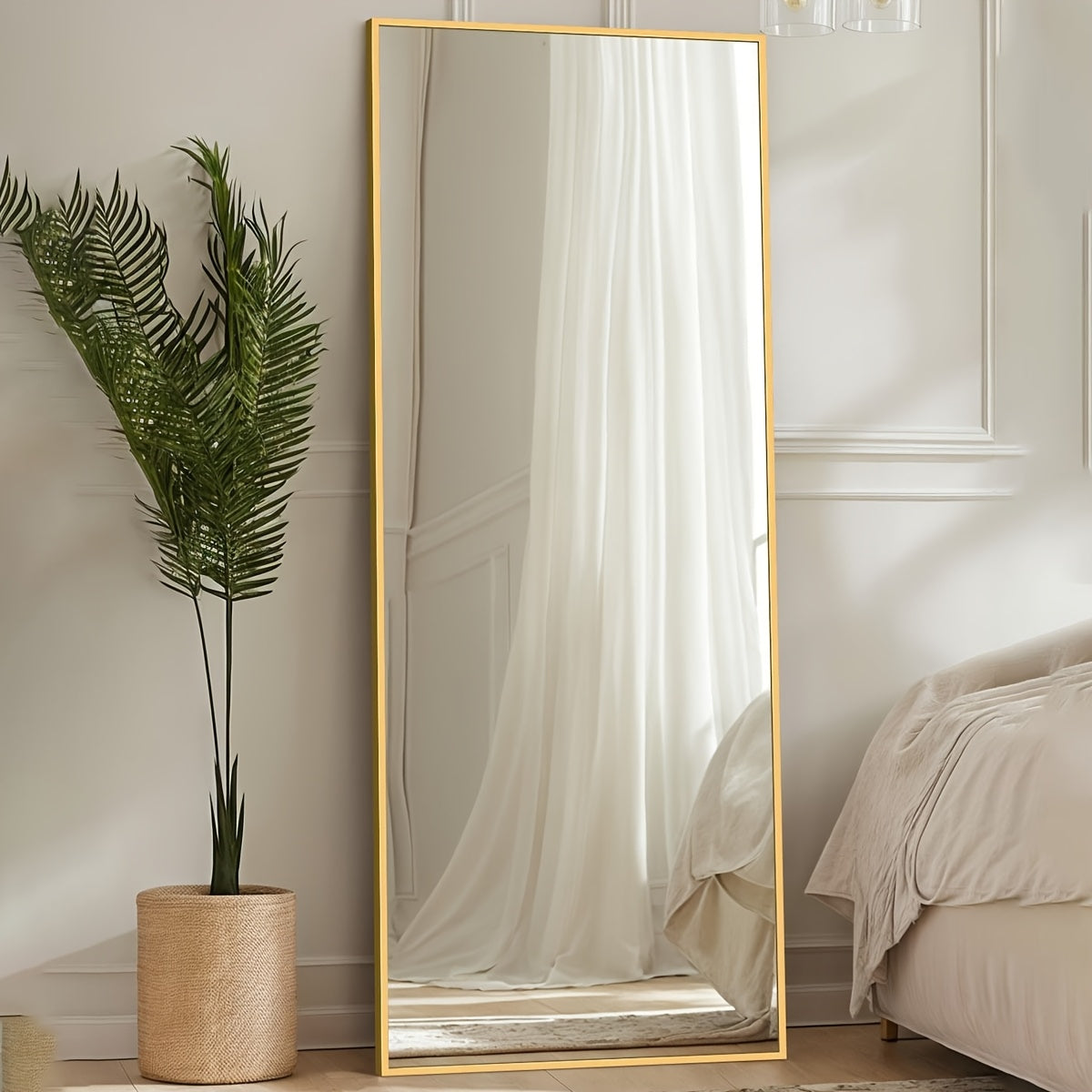 Ladynow Arched Full-Length 58" × 18" Mirror Floor Mirror Freestanding Floor Standing Full Body Rustproof Mirror Stand Wall-Mounted Leaning Design Modern Home Decor Bedroom Living Room Cloakroom Hanging Mounted