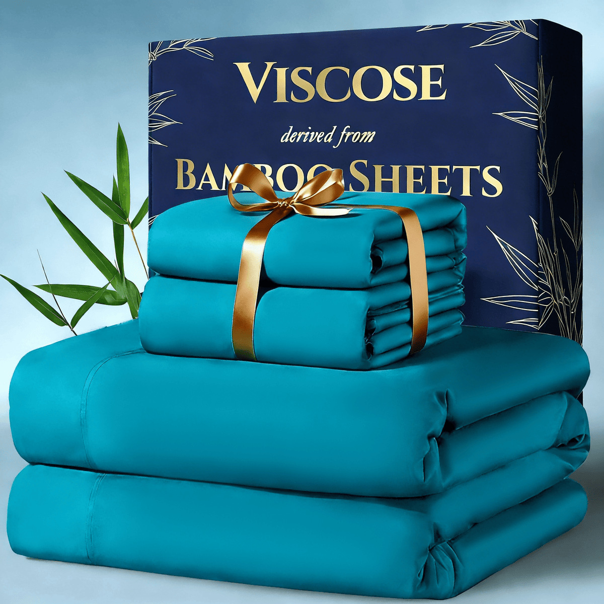 3/4pcs Cooling Bamboo Bed Sheet Set, Kids' Sheet & Pillowcase Sets 2000 TC Extra Deep Pocket 16 Inch Bed Sheet, Luxury Soft Hotel & Cooling Sheet Set for Hot Sleepers, Fitted Sheet+Flat Sheet+Pillowcases, Twin/ Full/ Queen/ King