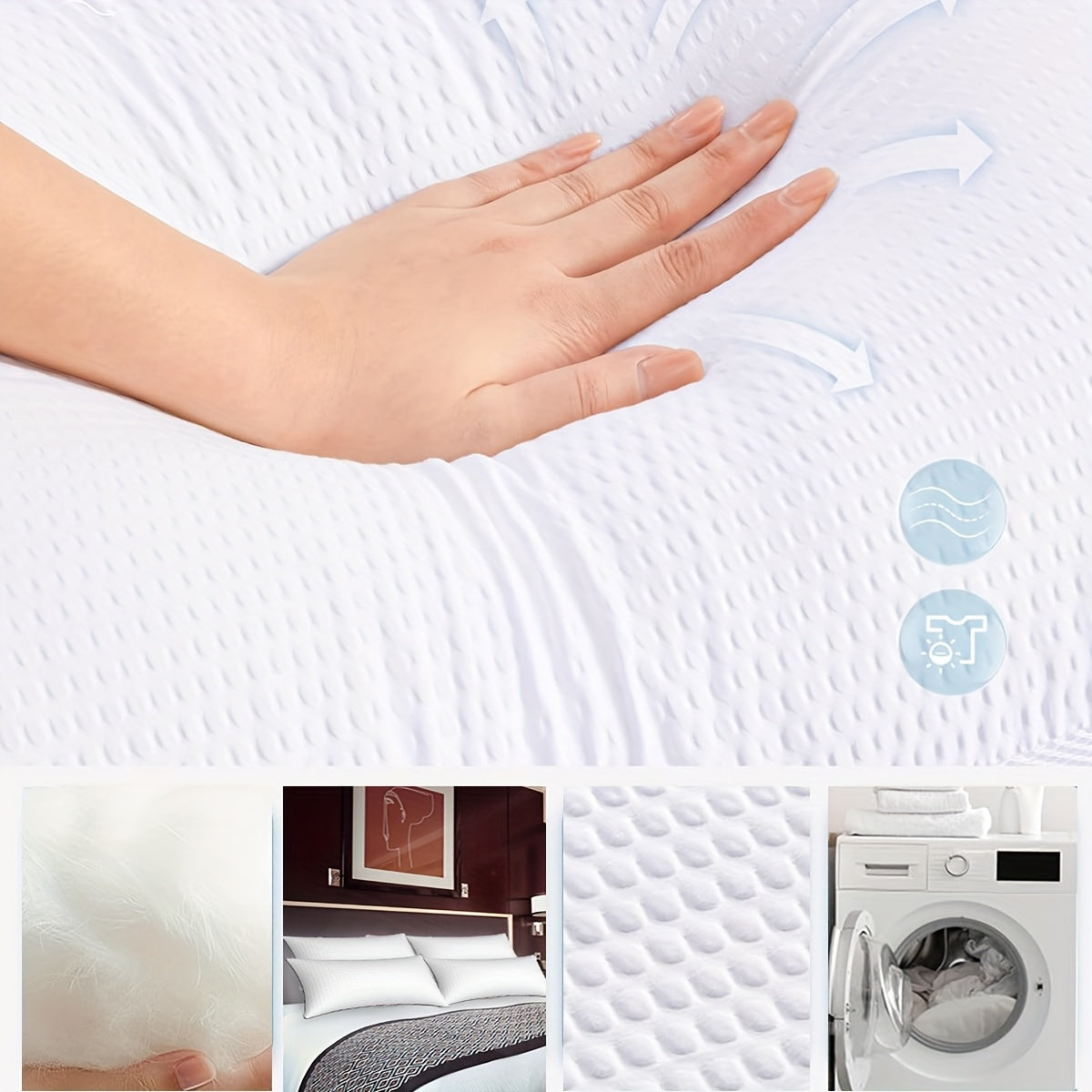 2-Pack Cooling Hollow Fiber Pillows | Ultra-Soft Polyester Fiber Fill | 3D Airflow Technology | Hotel-Grade Breathable Support | All-Season Comfort | 20x30 Inches | White