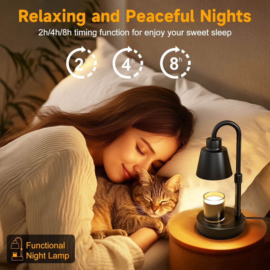 2025 New Adjustable Candle Warmer Lamp with Timer: Unique Metal Lamp for Warming Jar Candles And Wax Melts, Height Adjustable for Home And Bedroom Decor, Perfect As a Housewarming Gift Or Birthday Present for Moms (Bulbs Not Included)