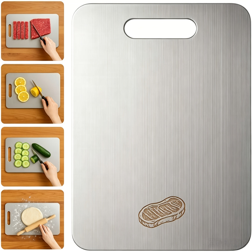 3pcs Premium Stainless Steel Cutting Board Set- Durable, Easy to Clean, Kitchen Ready, Space-Saving, Rust-Resistant, and BPA-Free, Safe for Food Preparation