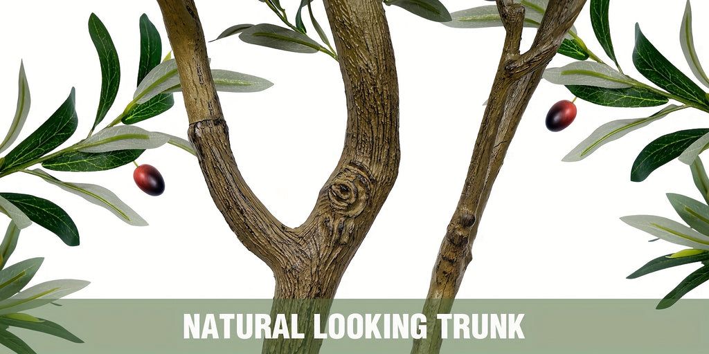 5/6/7FT Multi-Trunk Artificial Olive Tree, Lifelike Faux Tree With Abundant Leaves & Realistic Olives, Instant Landscaping, Pre-Potted Mediterranean Farmhouse Decor For Home Office Porch, Low Upkeep Housewarming Present