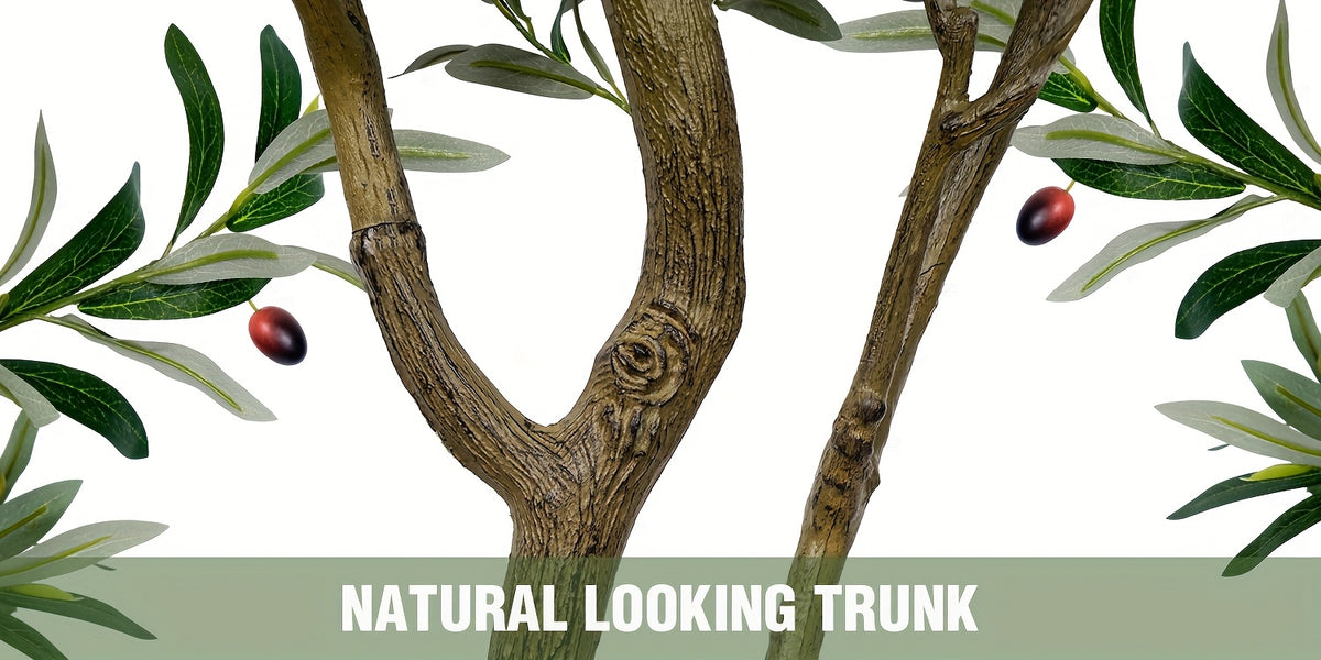 5/6/7FT Multi-Trunk Artificial Olive Tree, Lifelike Faux Tree With Abundant Leaves & Realistic Olives, Instant Landscaping, Pre-Potted Mediterranean Farmhouse Decor For Home Office Porch, Low Upkeep Housewarming Present