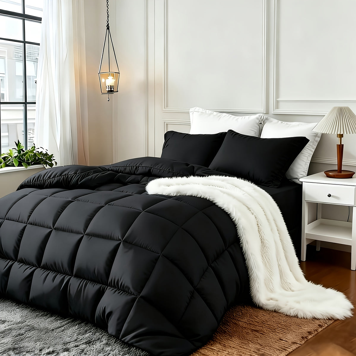 2/3pcs Red/Black Comforter Set Queen King Twin, All Season Comforter, 1Comforter, 1/2Pillowcases, Box Stitch Quilt, Hotel & School Quality Comforter, Home Bedding, Kids Room Decor, Halloween Christmas Holiday Gifts, Random Color