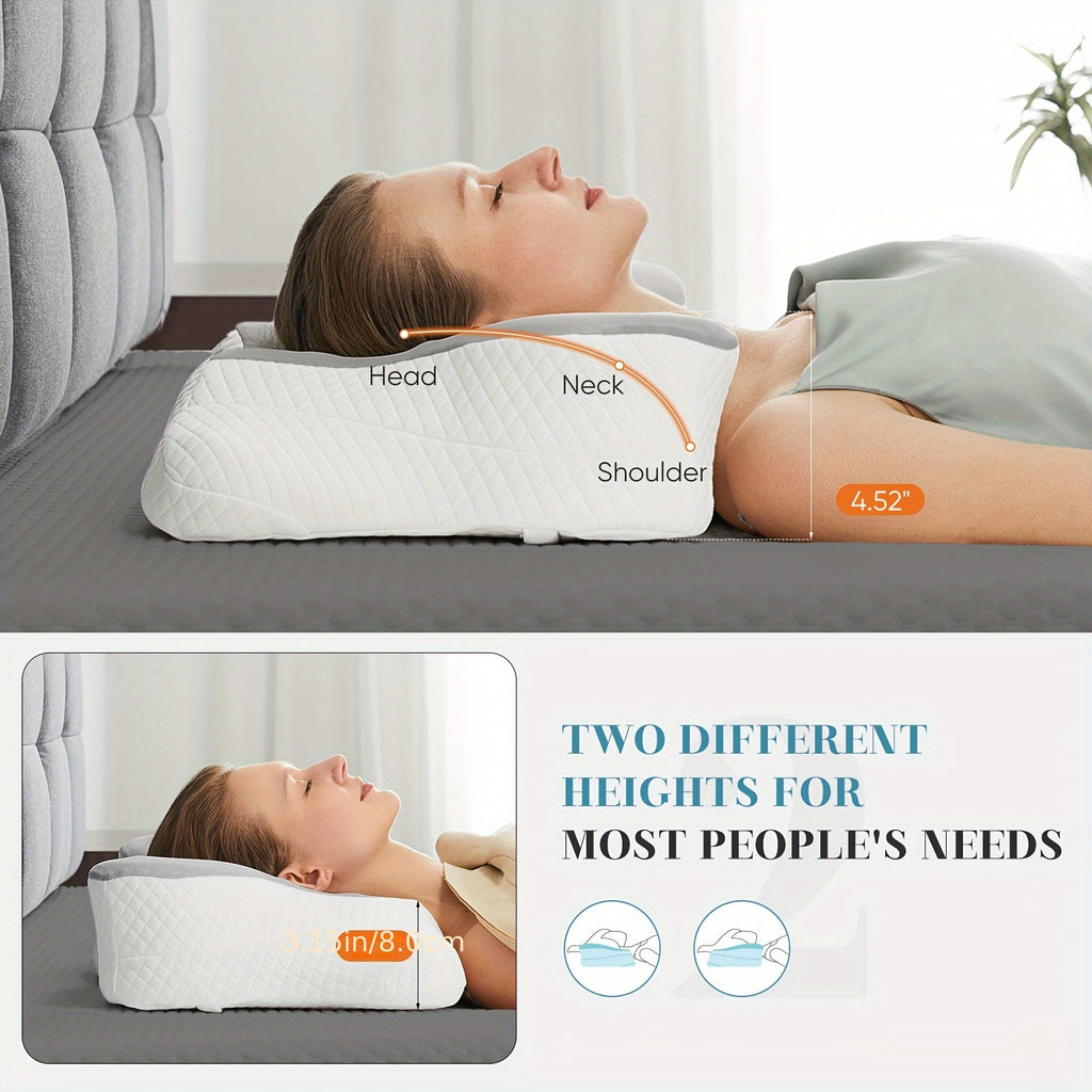 Cervical Neck Pillow, Ergonomic Contour Neck Pillows, Memory Foam Bed Pillow For Side Back Stomach Sleeper, Neck Pillow With Pillowcase
