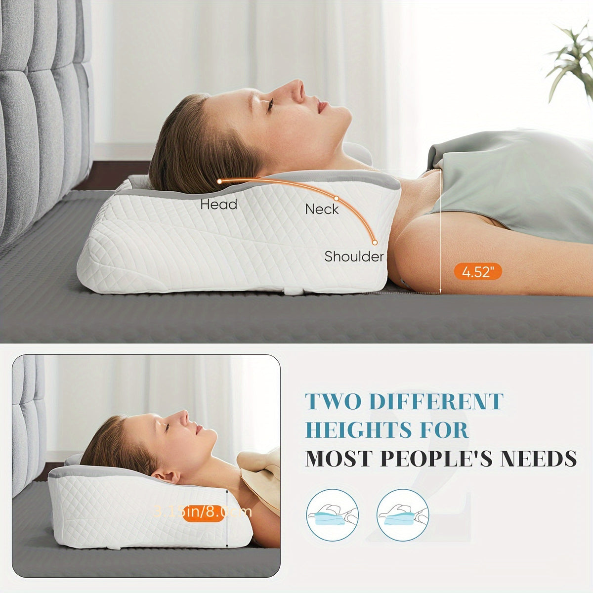 Cervical Neck Pillow, Ergonomic Contour Neck Pillows, Memory Foam Bed Pillow For Side Back Stomach Sleeper, Neck Pillow With Pillowcase