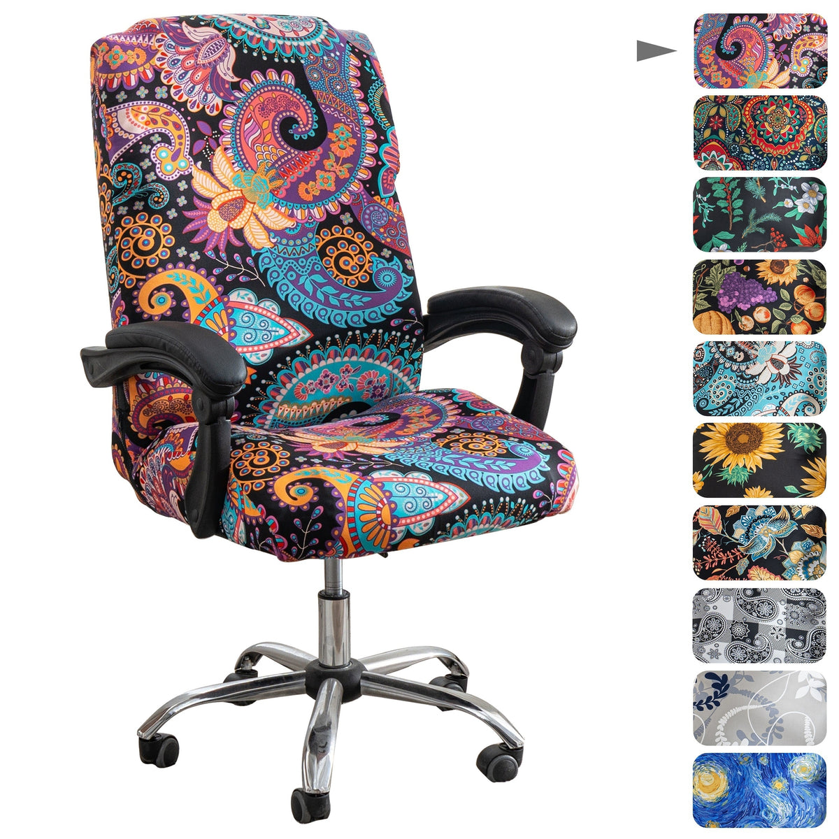 1pc Stretch Printed Computer Office Chair Covers, Soft Fit Universal Desk Rotating Chair Slipcovers, Removable Washable Anti-Dust Spandex Chair Protector Cover With Zipper, Valentine'S Day Gift, Valentine'S Day Decorations