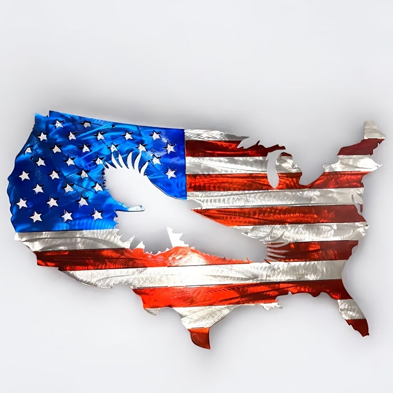 2D Flat - 2D Metal Flag Wall Decoration | Stunning Bald Eagle Design, Ideal Selection for July 4Th Independence Day Decoration, Patriotic Military Inspired Gift, Home & Living Room Wall Feature, Beloved by Patriots