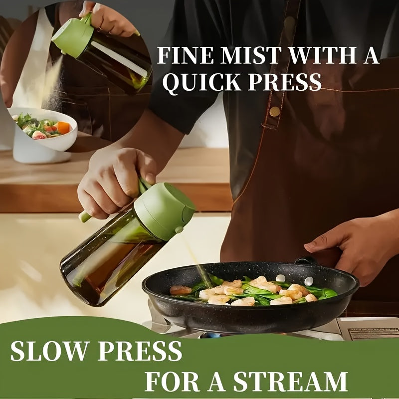 2pcs 2-in-1 Premium Kitchen Glass Olive Oil Dropper & Cooking Sprayer | Food Grade, Spill Proof, Automatic Flip Cap - Durable Kitchenware for BBQ, Outdoor & Kitchen Use, Olive Green Or Clear Color Random