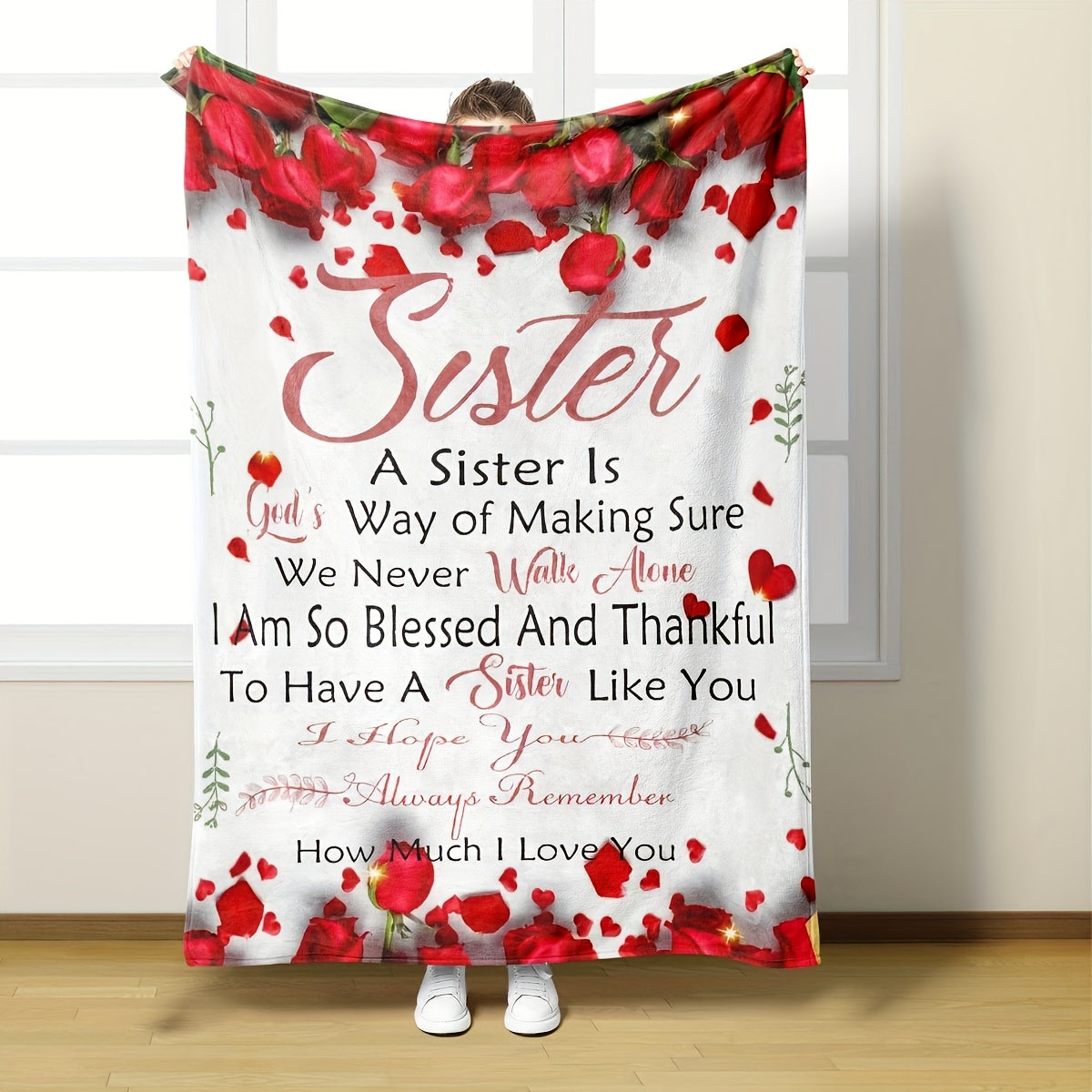 Soft & Warm Sisterly Love Flannel Blanket - Perfect for Couch,, Travel - Allergy-Friendly