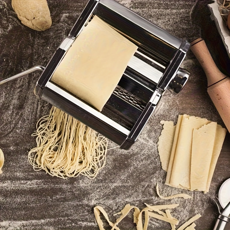 Pasta Maker Machine, 8-Adjustable Thickness Settings, 2-in-1 Pasta Machine with Roller and Cutter, Dough Press for Making Pasta, Perfect for Spaghetti, Fettuccine, Lasagna, or Dumpling Wrappers, Kitchen Gadget for Pasta Lovers, Father's Day Gift