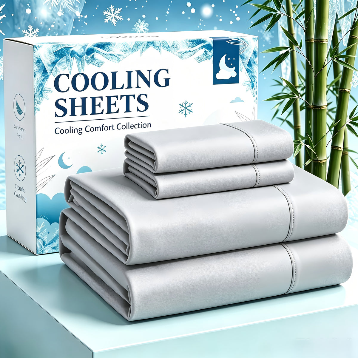 4-Piece Luxury Cooling Sheet Set - Breathable And Cooling Sheets - Hotel Luxury Sheet Set - Easy to Install And Secure - Soft, Wrinkle-Resistant Comfortable Sheets - Extra Deep Pocket Sheet Set - 4-Piece Set, Color Random