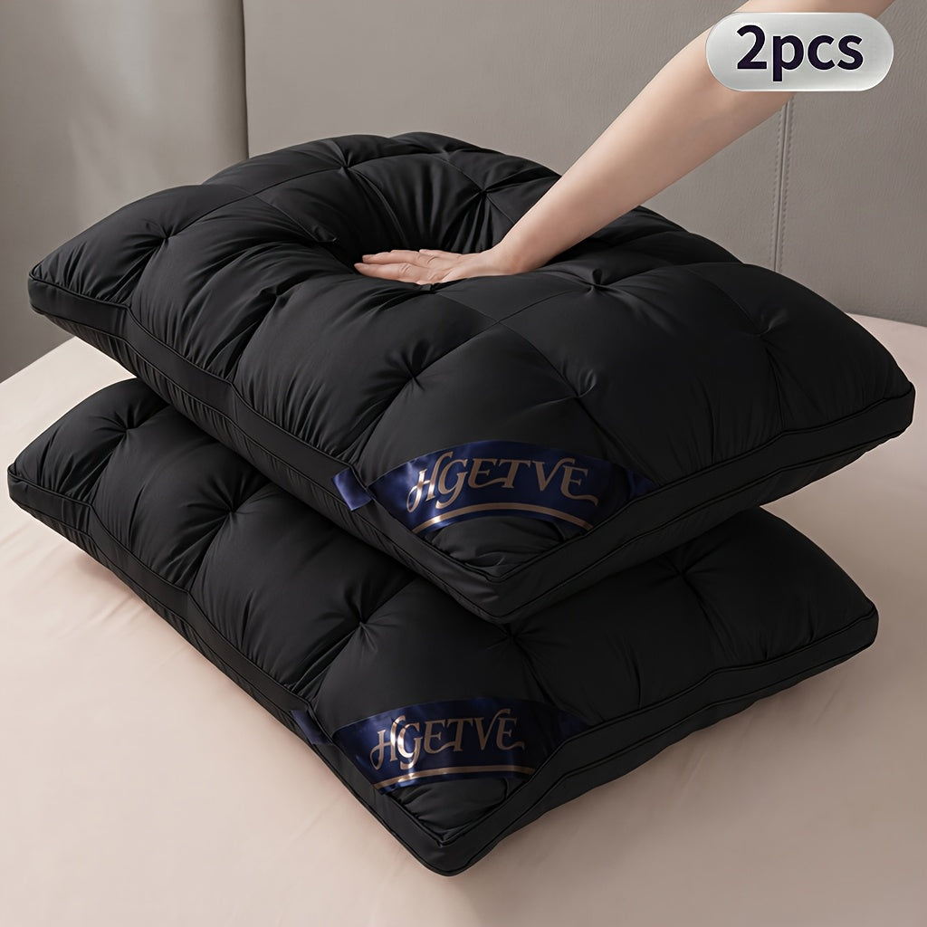 2pcs Hotel Quality Sleep Pillow, Deep Sleep Neck Pillow, Highly Elastic And Plump Pillow Core, Hypoallergenic And Skin-Friendly Pillowcase, Easy Clean, Soft And Breathable, Sleep-aiding Pillow, All-Season, Queen/King Size, Holiday Gift