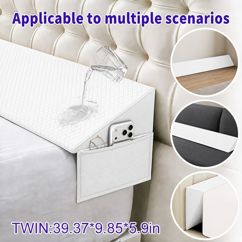 Mattress Gap Filler Pillow with Removable Cover, Triangular Headboard Bed Wedge in White or Grey for Twin, Full, Queen and King Bedrooms