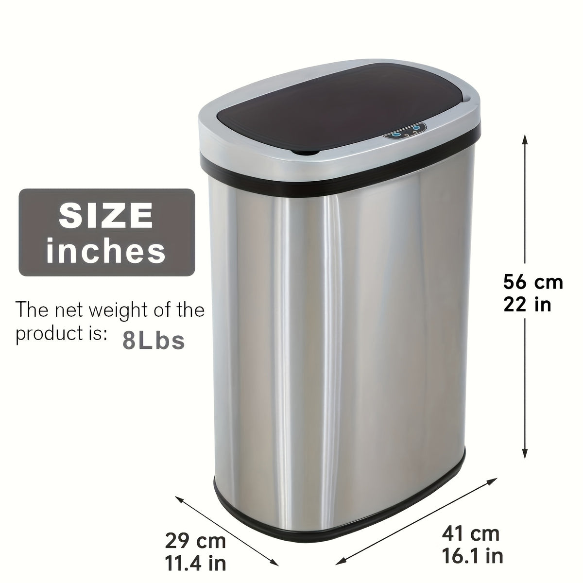 13 Gallon Trash Can Kitchen Waste Bin 50L, Automatic Garbage Can Touchless Motion Sensor, for Office Bedroom Living Room Trash Can