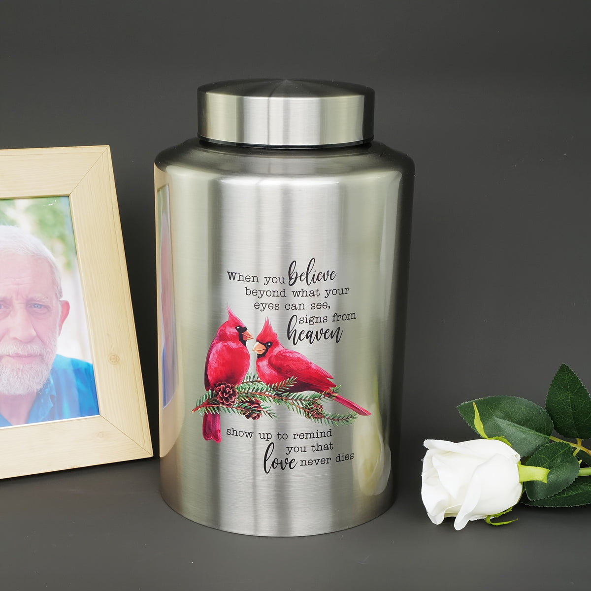 Large Stainless Steel Cremation Urn for Adult Ashes - Holds Up to 220 lbs, Decorative Butterfly Design with Velvet Pouch, Screw Lid & Seal Ring for Secure Storage, Memorial Keepsake | Elegant Text Design | Velvet Pouch Included