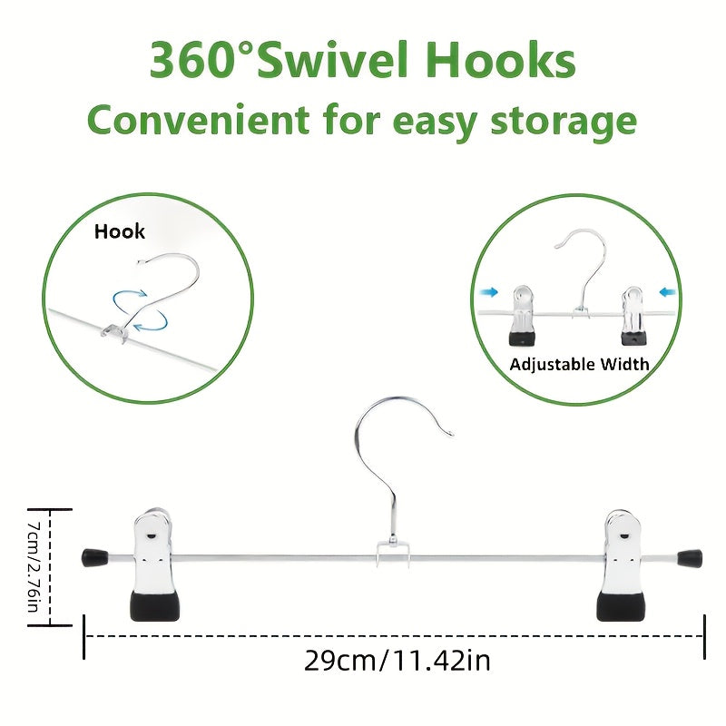 30/60 Adjustable Metal Coat Hangers with Hooks And Clips, Space-Saving Storage Solution for Wardrobes, Ideal for Bedrooms, Dorms, And Home Use, Perfect for Storing Women's Jeans, Skirts, And Leggings