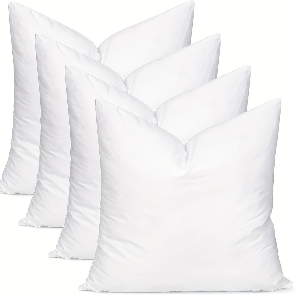 Decorative Pillow Inserts Set of 4, Soft Square Cushion Fillers in 14, 16, 18, 20 and 22 Inch Size Options for Sofa, Bedroom and Dorm Room Styling
