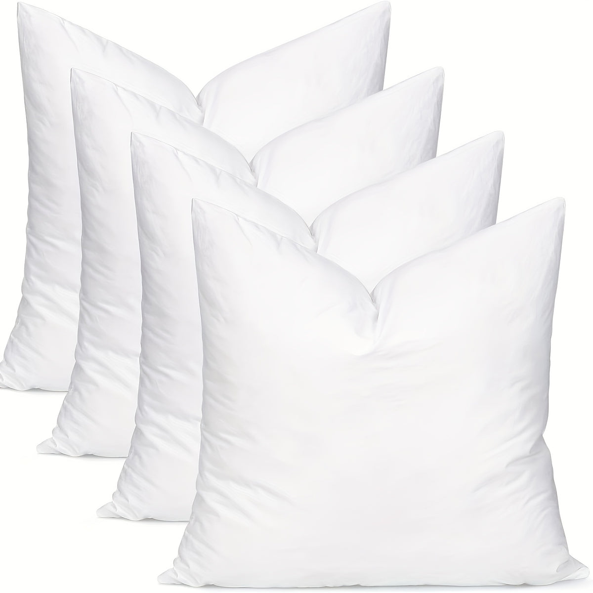 Decorative Pillow Inserts Set of 4, Soft Square Cushion Fillers in 14, 16, 18, 20 and 22 Inch Size Options for Sofa, Bedroom and Dorm Room Styling