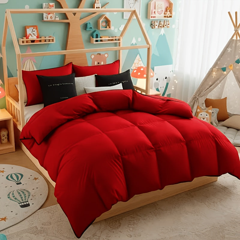 2/3pcs Red And Black bedding with All-Season Comforter, Available in Standard Double/King Double/Super King Sizes. Includes 1 Comforter And 1/2 Pillowcases, Suitable for Kids' Rooms, School Dormitories, Apartments