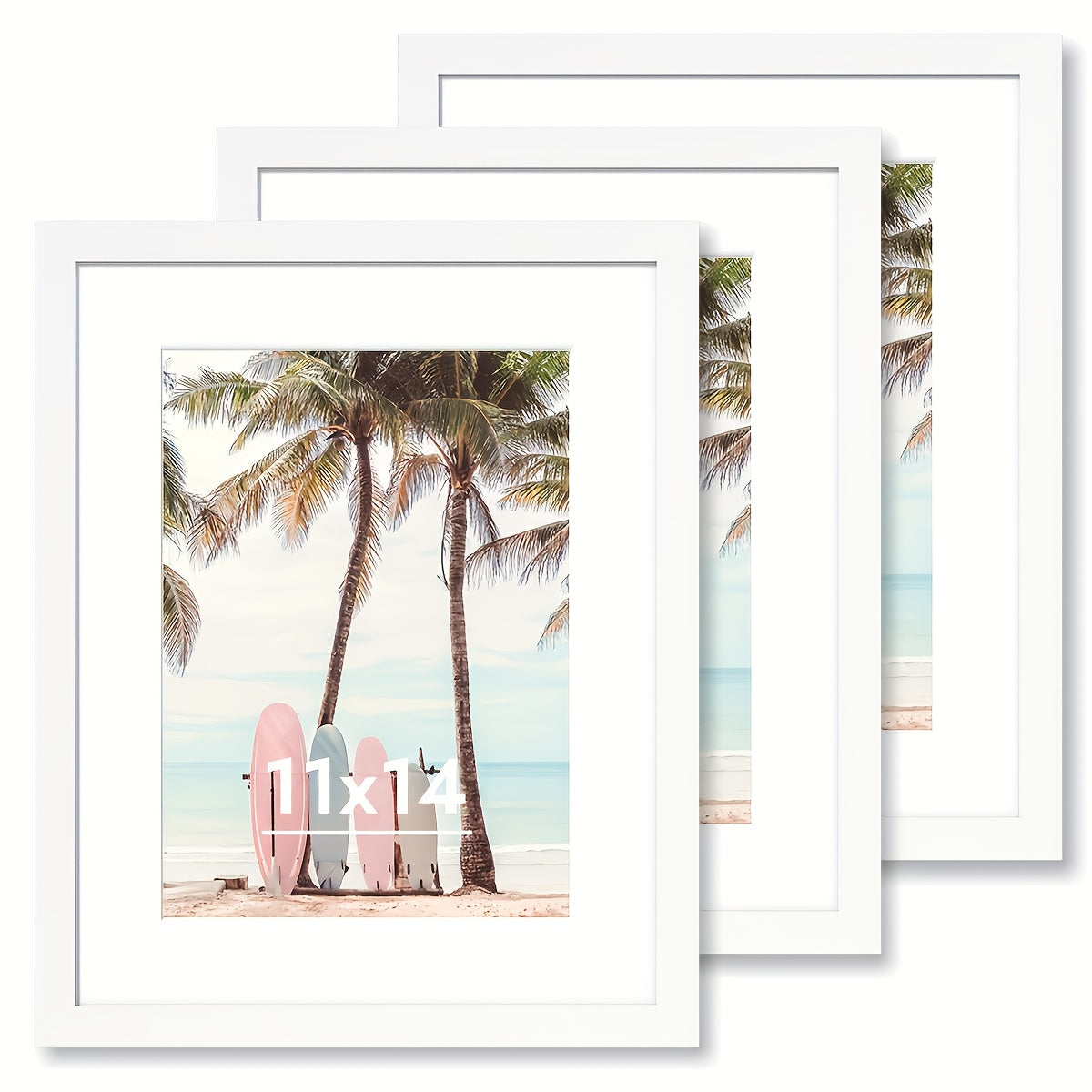 3pcs Classic Black Picture Frame Set - Heavy-Duty Plastic Frames with Vertical/Horizontal Hanging, 8x10, 11x14, 12x16 Inch - for Living Room, Bedroom, Office - Modern Minimalist Wall Decor Gallery Frames for Photos, Posters, Art Prints - Easy Mounting Har