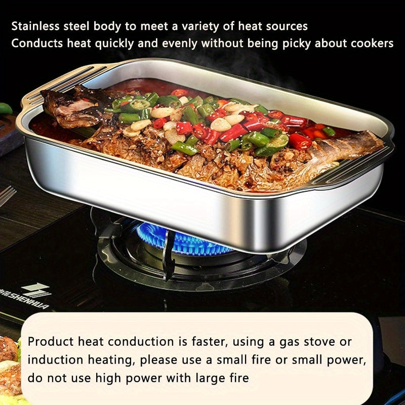 2/4/6/8pcs Extra Large Heavy Duty Stainless Steel Baking Pans with Lids - Non-Stick, Thick Rectangular Oven Trays for Desserts, Bread, And Seafood - Perfect for Bbqs, Buffet Serving Trays
