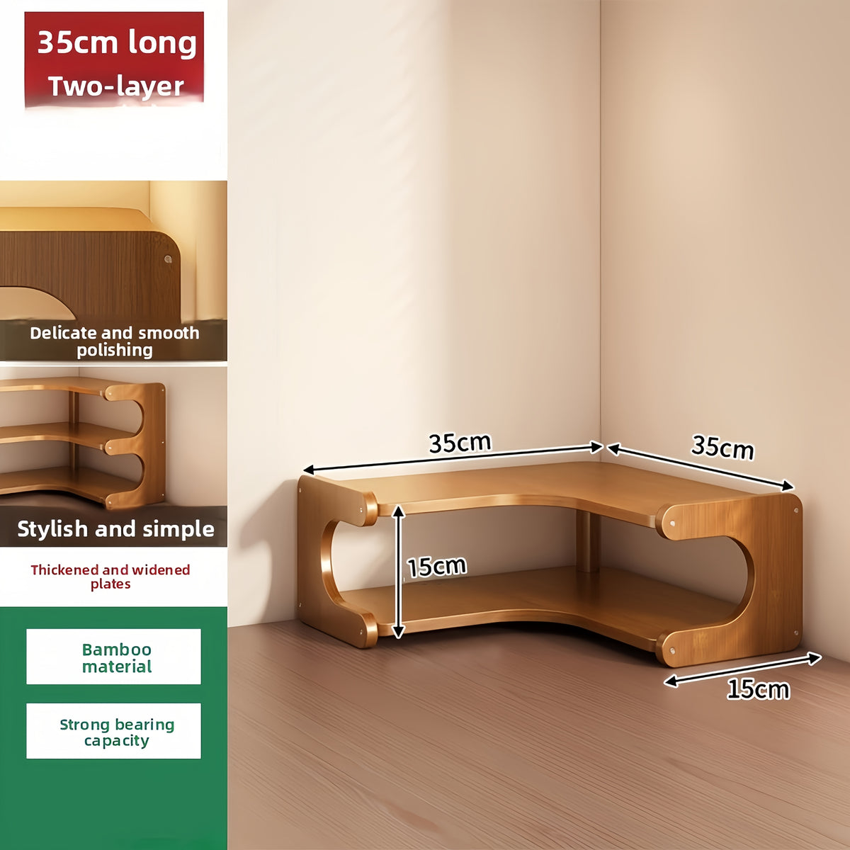 3/ 2Layers Space-Saving Corner Desk Shelf Organizer, Ideal for Home Office, Bedroom, Living Room - Sturdy Construction, Easy-Clean Surface, Ideal for Plants, Books, Stationery, Decor - Modern Minimalist Decor, Desk Decor, Space Saver, Workspace