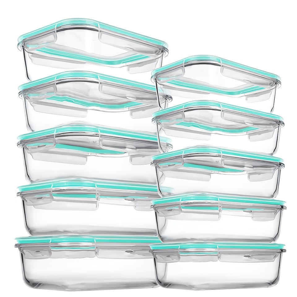 20/16pcs (10/8 Lids 10/8 Containers) Airtight Glass Food Storage Container, Outdoor Picnic, Lunch Boxes, Microwave, Oven Safe Perfect for Salads, Fruits, Vegetables And Sandwiches, Lunch Boxes | Airtight Storage | Durable Glass | Food Storage Set