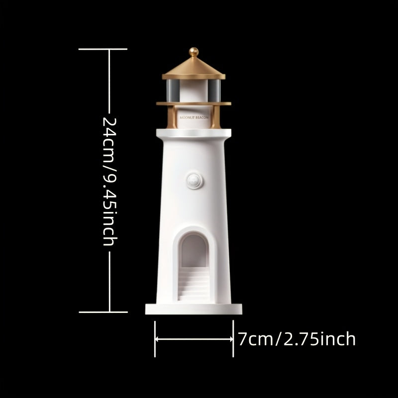 1pc Projector-equipped Moon Lighthouse Night Light with A Sensitive Human Body Sensor Switch And Always-on Function That Can Be Set At Will. It Can Be Used for Both USB Charging And Plug-in Power Supply, Making It A Great Decorative Item And Gift..