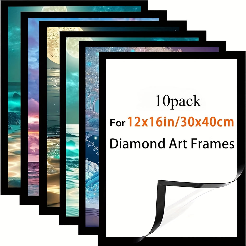 Set of 10 Diamond-Shaped Magnetic Art Frames Measuring 12X16 Inches - Self-Adhesive And Made of Lightweight PVC, Ideal for Displaying Pictures on Walls And Windows - Great for Photos, Posters, And More, Perfect for The Holiday Season