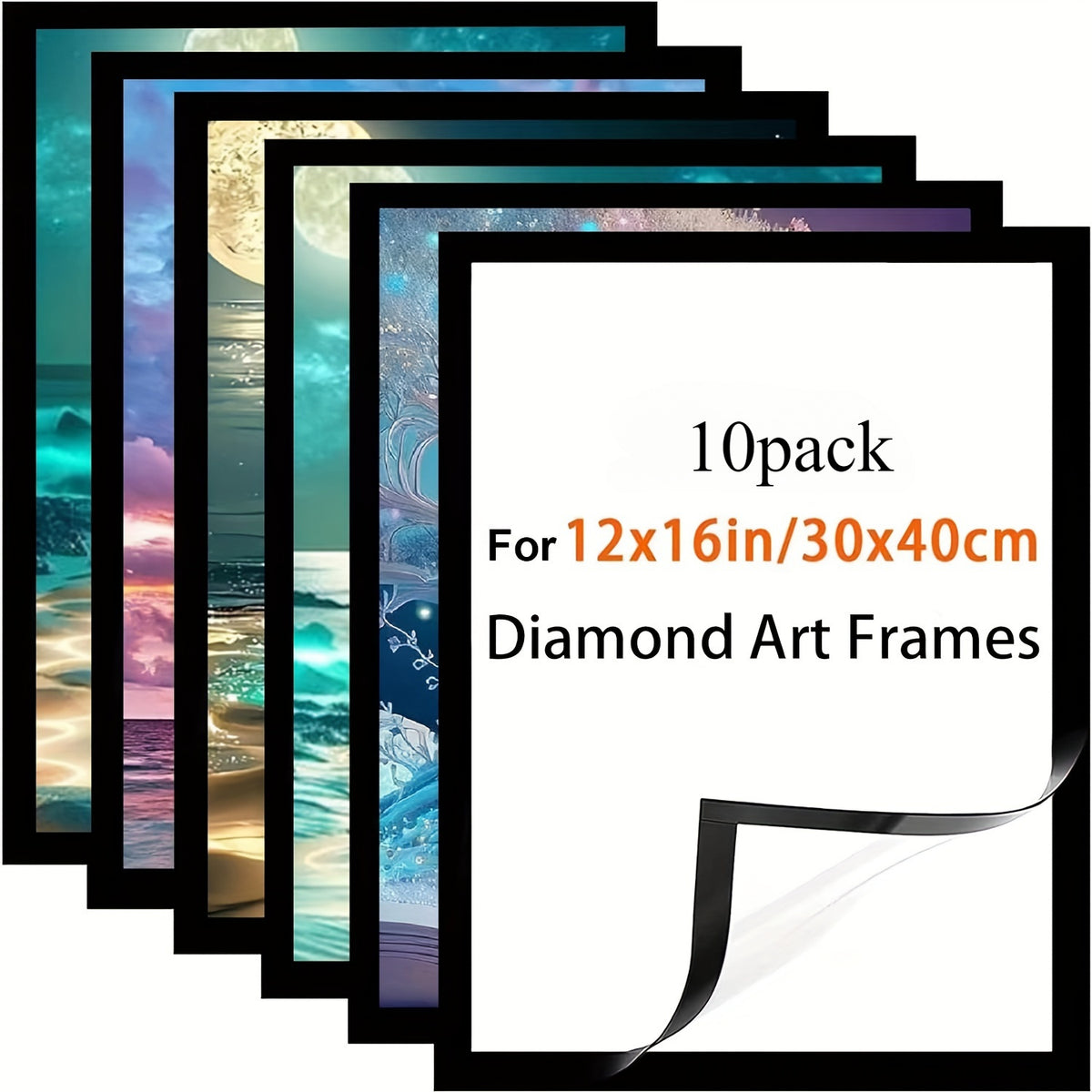Set of 10 Diamond-Shaped Magnetic Art Frames Measuring 12X16 Inches - Self-Adhesive And Made of Lightweight PVC, Ideal for Displaying Pictures on Walls And Windows - Great for Photos, Posters, And More, Perfect for The Holiday Season