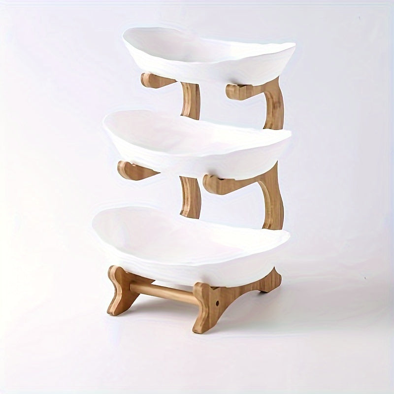 2/3-Tier Luxury Elegant Fruit Stand - Double Layer Fruit Bowl with Creative Candy Display - Home Snack Bread Tray for Living Room, Space-Saving Design, Easy to Assemble, Birthday Gifts, Mother'S Day Gift Kitchen, Serving Tray for Desserts