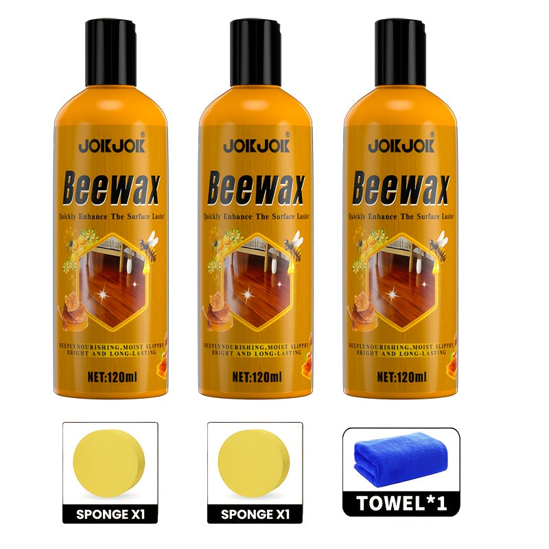 3pcs Professional-Grade Natural Beeswax Wood Repair & Care Kit | Deeply Moisturizes To Prevent Dryness And Cracks | Suitable For Solid Wood Furniture, Floors, Countertops, Doors & Windows | Eliminate Dullness And Scratches, Easily Restore Like-New