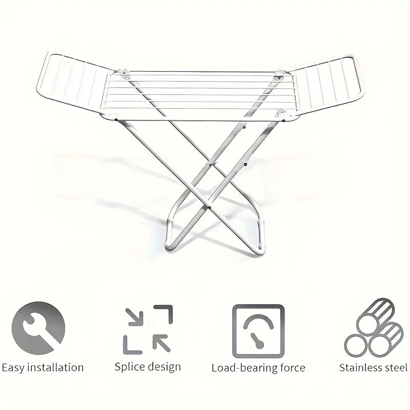 Clothes Drying Rack, Foldable 2-Level Laundry Drying Rack, Free-Standing Large Drying Rack, with Height-Adjustable Wings, Foldable for Easy Storage, White, Drying Racks