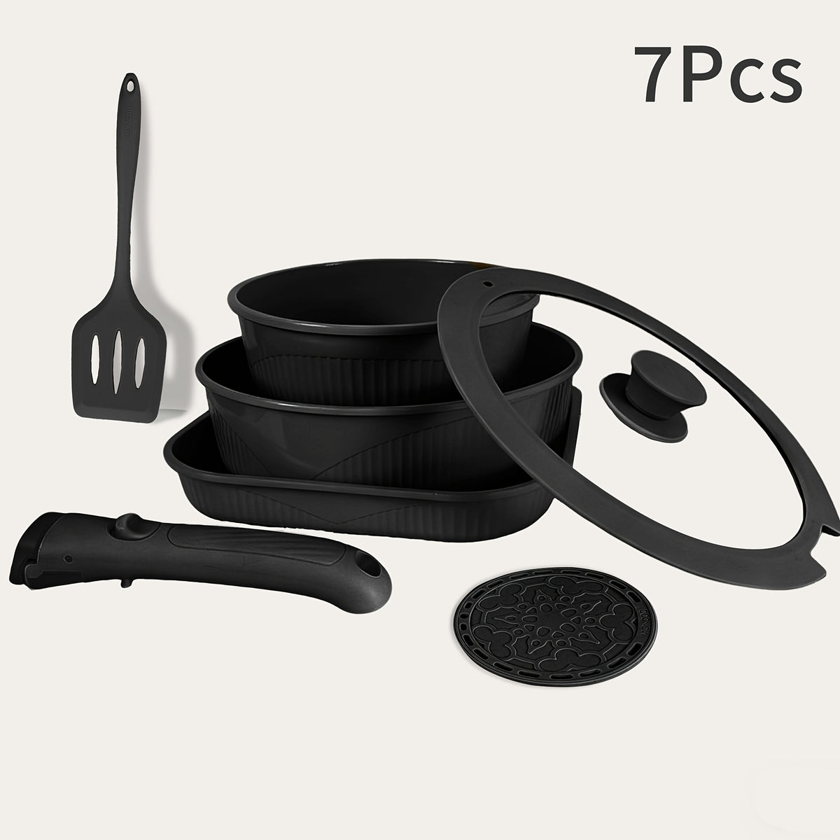 24pcs/7pcs/5pcs Cookware Set Non-Stick Pots & Pans Induction-Ready Kitchen Cookware Set Includes Skillet/Frying Pan/Soup Pot/Steak Pan Removable Handles Home & RV Kitchen Set Stackable Kitchen Accessories Easy To Clean Multiple Colors