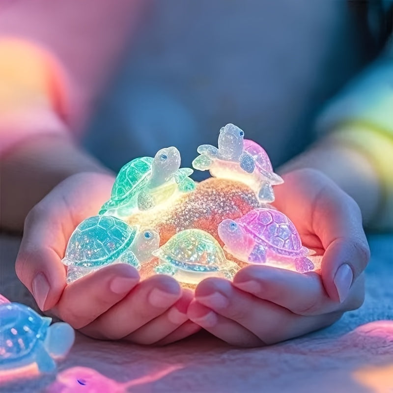 30 Glow-in-the-Dark Mini Resin Turtle Statues - No Electricity Needed, UV/Blacklight Activated Glow, for Marine Party Decorations, Garden, DIY Crafts, Beach Scavenger Hunt - Indoor/Outdoor Use - Perfect for Ocean-Themed Birthday, Aquarium, Classroom Displ