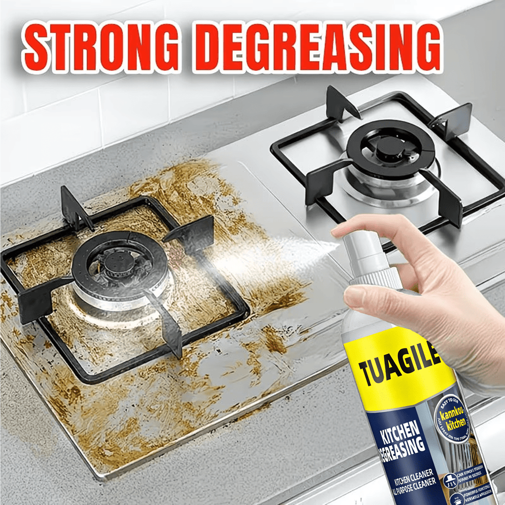 Heavy-Duty Kitchen Grease & Stain Remover Fast-Acting Spray for Stovetops and Walls. Wipes Clean Instantly, Leaving No Sticky Residue. The Ultimate Household Kitchen Grease Buster Versatile Stain Removal for Pots, Pans, and Utensils. Highly Efficie