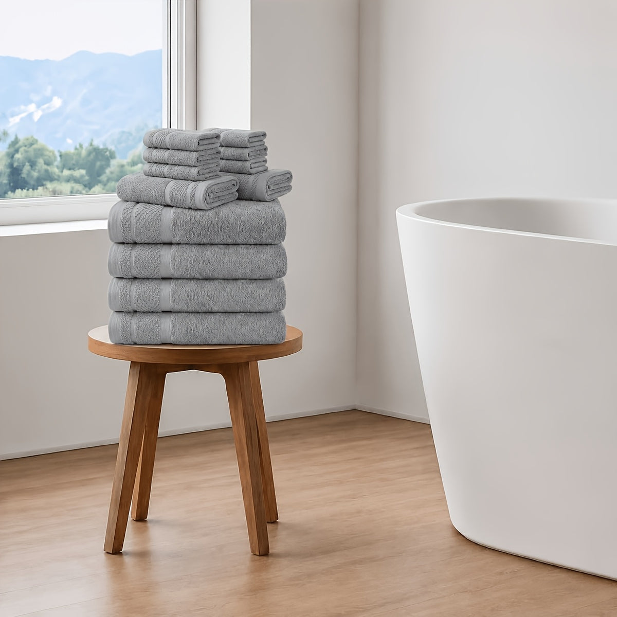 12/24pcs Bath Cloths Set, Hotel Quality Thick Bath Cloths | Highly Absorbent & Quick-Dry | 4/8 Bath Cloths & 2/4 Hand & 6/12 Washcloths, Cotton for Hotel Spa Gym & Home Bathroom Essentials
