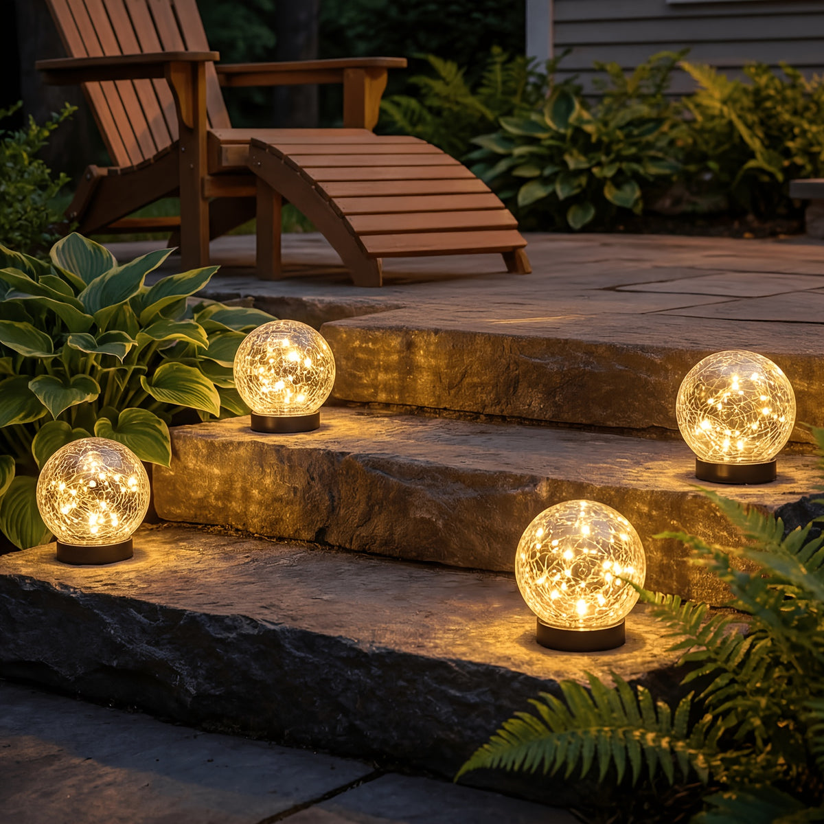 4 Solar Spherical Lights, Outdoor Solar Garden Spheres, Outdoor Cracked Glass Globes, Outdoor Solar Spheres, Christmas Decorations for Courtyards, Lawns, and Backyards, Christmas Ornaments, Large Size, Upgraded Packaging,halloween/christmas Decor