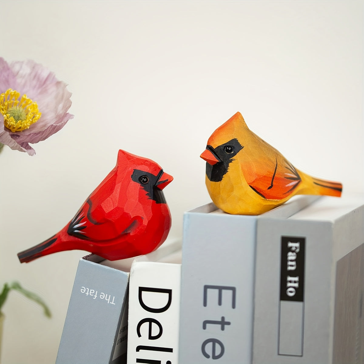 2pcs Cardinal Statues Handmade Wood Carving Painted Bird Statues, Various Bird Home Decorations, Best Gifts for Bird Lovers, Suitable for Birthdays, Christmas Gifts for Family And Friends