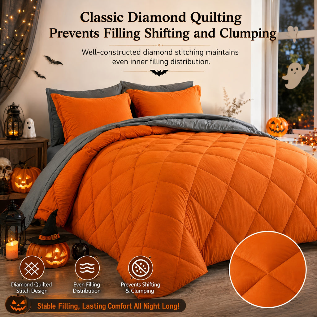 Cosybay 7 Piece Luxurious Comforter Set Queen/King/Full Size, Bed In A Bag Bedding Includes 1 Comforter, 1 Bed Sheet, 1 Fitted Sheet, 2 Pillowcases, 2 Pillow Shams, Soft Complete Bedding for Home Hotel, Perfect for Halloween Holiday, Birthday