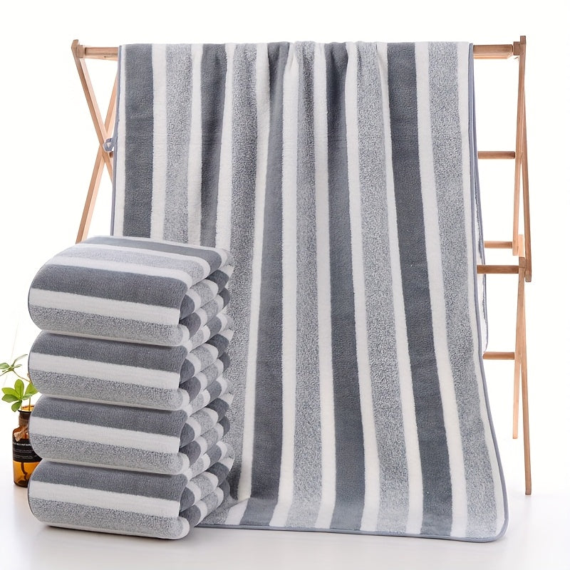 1/4pcs Striped Bath Towel Set, Beach Towel Bath Towel, Absorbent And Quick-Drying Shower Towel, Super Soft And Skin-Friendly Bathing Towel, for Home Bathroom, Ideal Bathroom Supplies Family Essentials. 70X140Cm/27.6X55.1 Inches