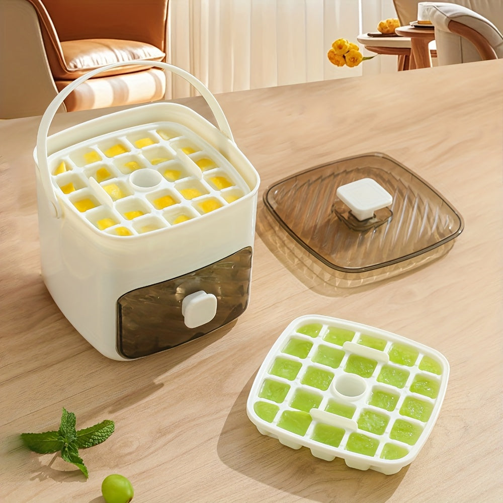 Ice Mold Designed for Making Ice at Home, 48-Compartment Cube of Ice Mold, Novelty Cube of Ice Tray with Lid, Easy Capping - Double Layer, Food Grade Plastic Storage Tray - Portable Design for Beverages, Tea & Coffee, Essential Kitchen Gadget