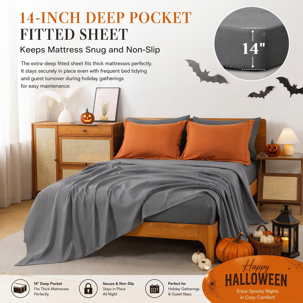 Cosybay 7 Piece Luxurious Comforter Set Queen/King/Full Size, Bed In A Bag Bedding Includes 1 Comforter, 1 Bed Sheet, 1 Fitted Sheet, 2 Pillowcases, 2 Pillow Shams, Soft Complete Bedding for Home Hotel, Perfect for Halloween Holiday, Birthday