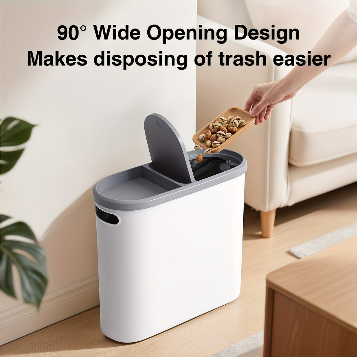 2/1pc Bathroom Trash Can, Compact And Durable Plastic Wastebasket With Built-in Handles, Easy To Clean, Rustproof, Space-Saving Design, Ideal For Small Spaces In Bathroom, Laundry, And Home Office