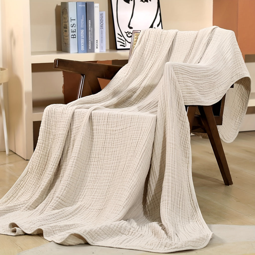 100% Cotton Muslin Blanket 6 Layer, Soft Morandi Color Gauze Blanket for Couch & Bed, Lightweight & Breathable Blanket for All Season, Machine Washable