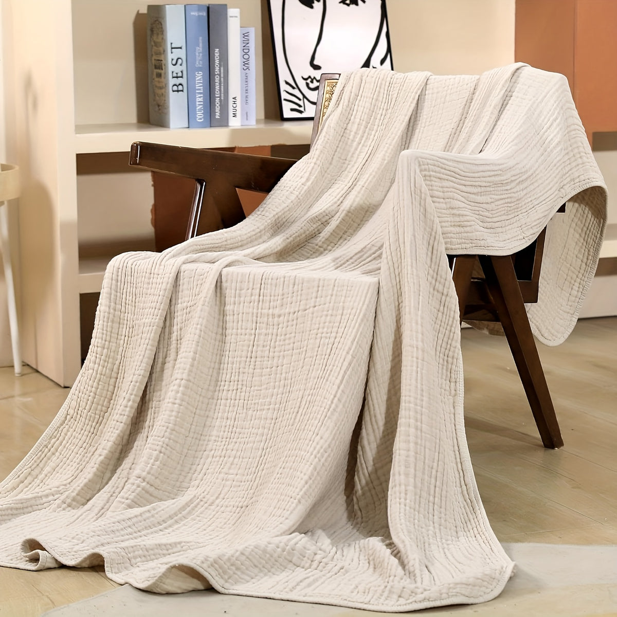 100% Cotton Muslin Blanket 6 Layer, Soft Morandi Color Gauze Blanket for Couch & Bed, Lightweight & Breathable Blanket for All Season, Machine Washable