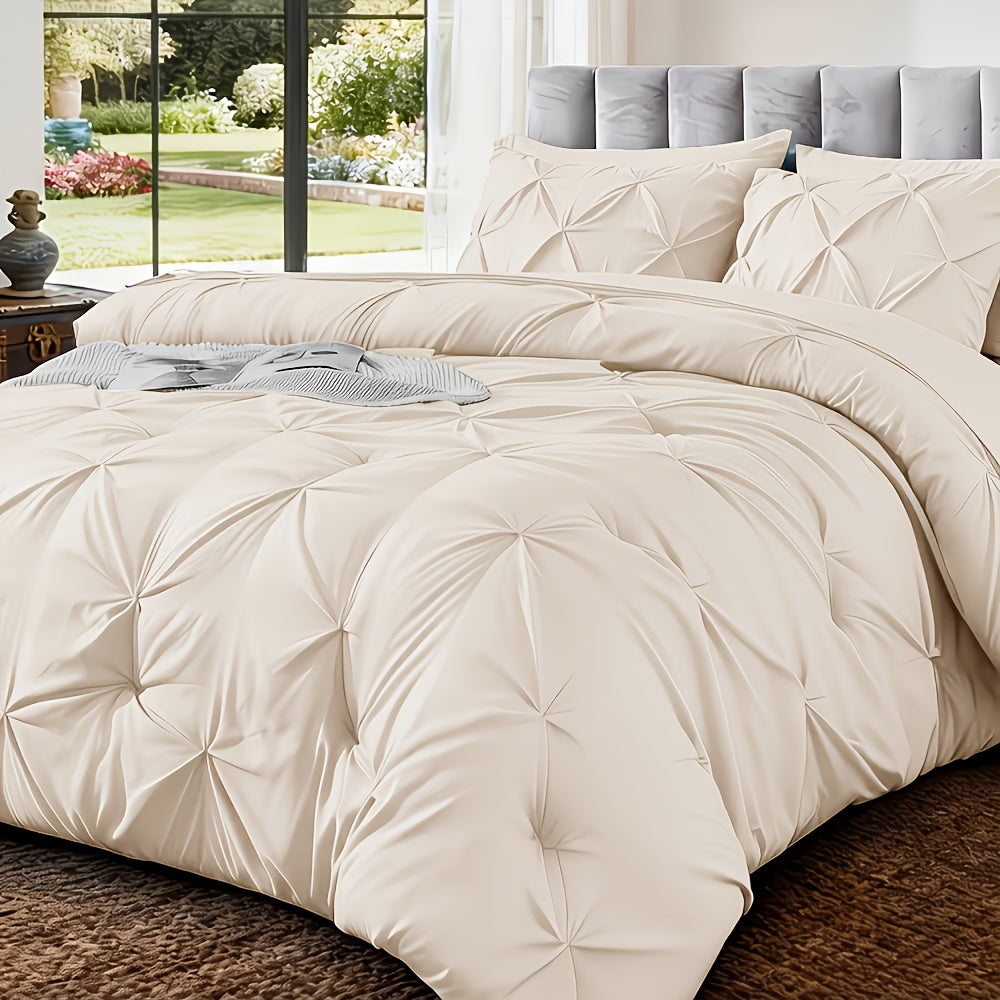 2/3pcs Solid Color Diamond Quilted Large/King Size Bedding, Soft, Comfortable, and Fluffy with Microfiber Filling and Lightweight, Breathable Fabric. Easy to Care for, Warm for All Seasons. Includes Comforter and Pillowcases. Luxurious Quality