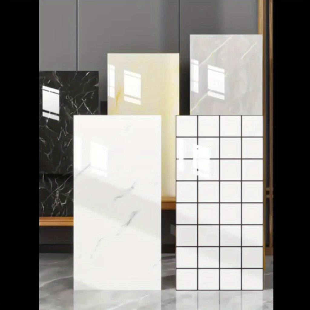 20/40pcs Glossy Marble Pattern Wall Panels Wall Sticker Set, Self-Adhesive Detachable PVC Wall Panels Wall Decals, Waterproof Peel And Stick Backsplash for Kitchen, Bathroom, Living Room, Home, Office, Dorm Decor